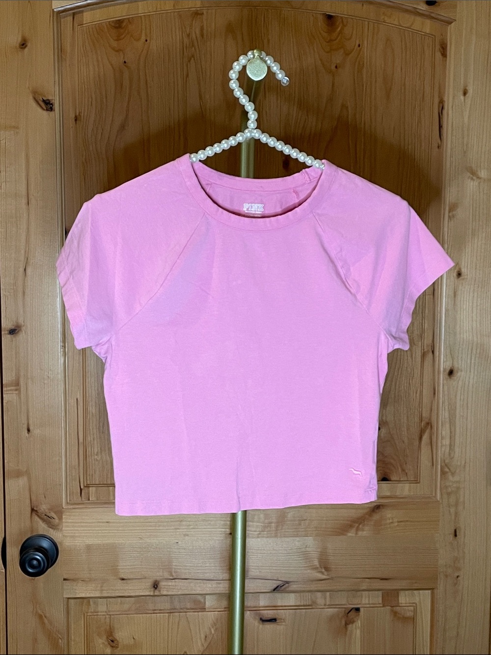 PINK Victoria's Secret Light Pink Crop Tee Size S